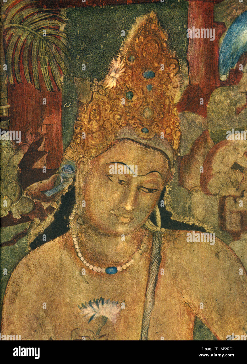Ajanta Höhlen indische buddhistische Wandmalerei Aurangabad Maharashtra Indien Südasien Stockfoto