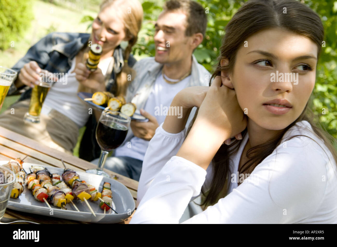 Freunde, Grillfest Stockfoto