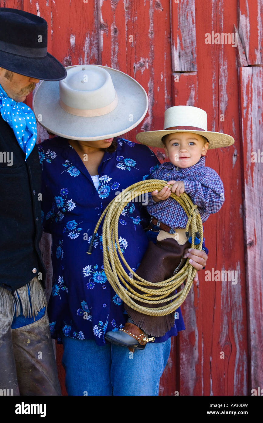 Cowboy-Familie, Wildwest, Oregon, USA Stockfoto