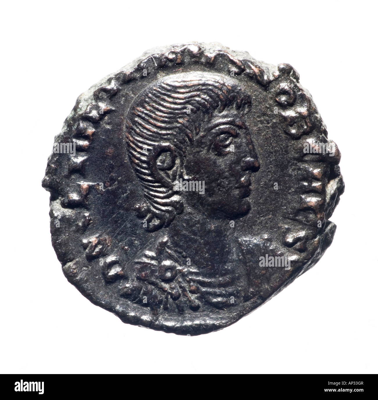 Roman Coin: Constantius Gallus Caesar (Vorderseite) Stockfoto