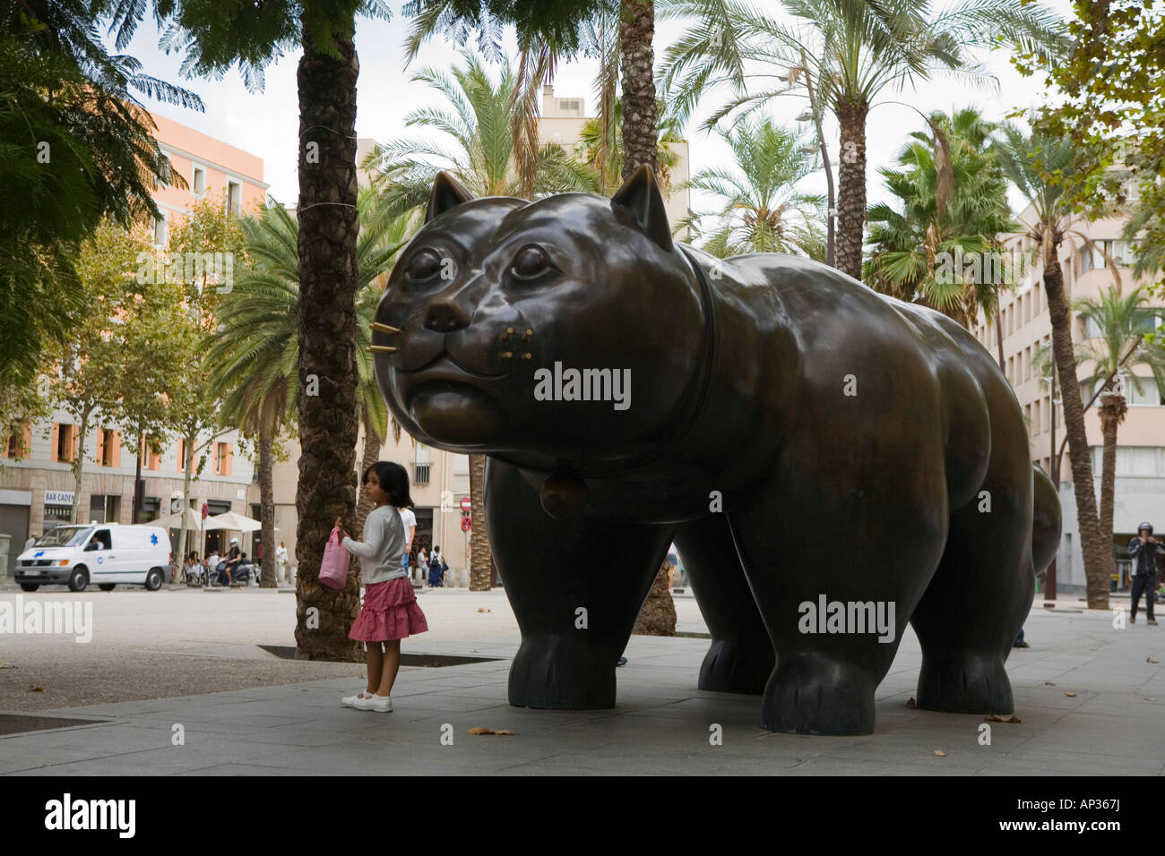Gat, Skulptur, Rambla del Raval, El Raval, Ciutat Vella, Barcelona, Spanien Stockfoto