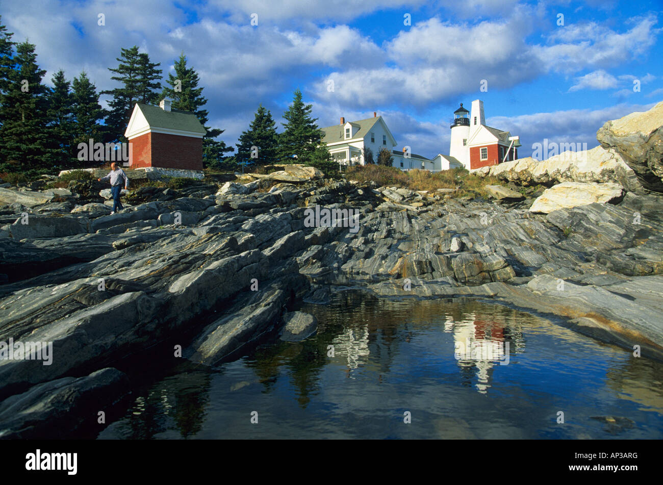 Pemaquid Point Lighthouse, Maine, Vereinigte Staaten von Amerika, USA Stockfoto