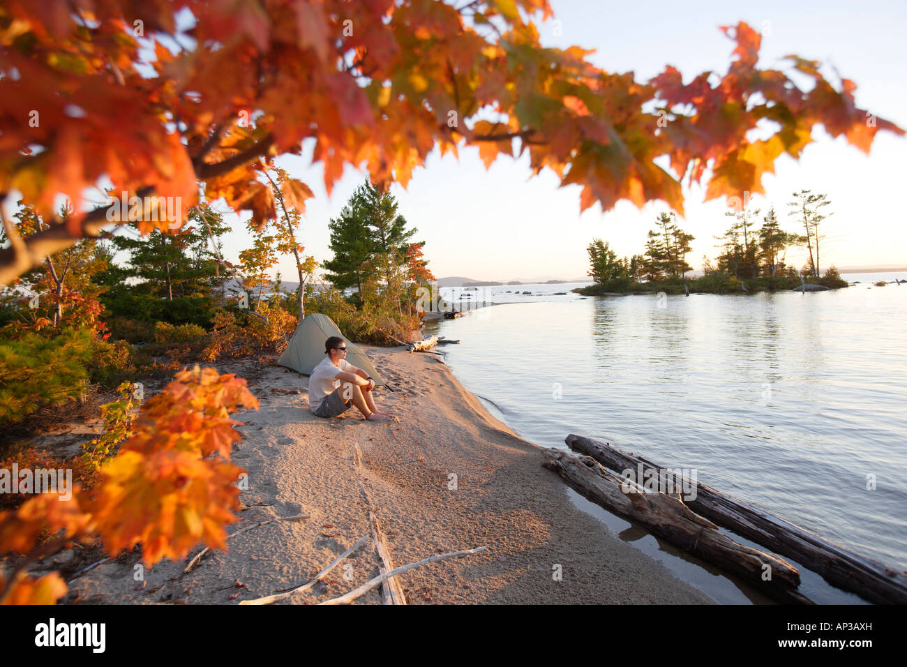 Herbst am See Millinocket, Maine, USA Stockfoto