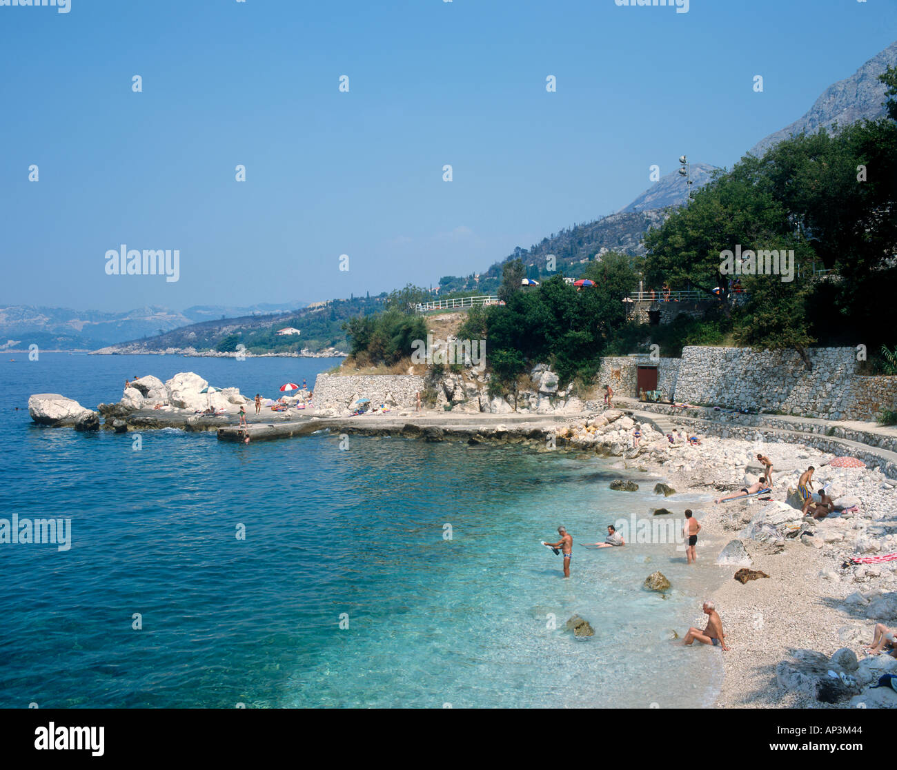 Strand in Plat, Dubrovnik Riviera, Kroatien Stockfoto