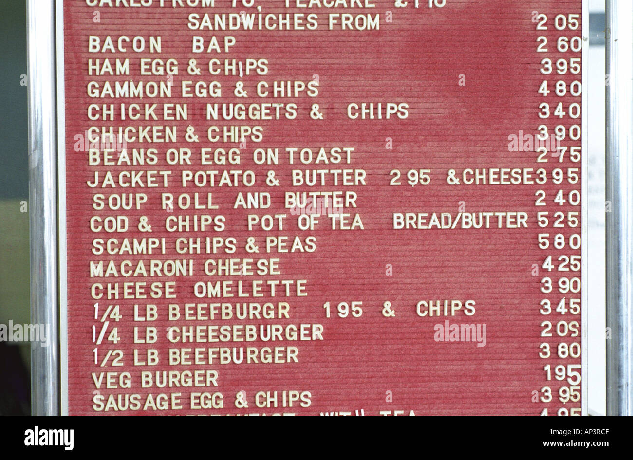 Snack-Menü Stockfoto