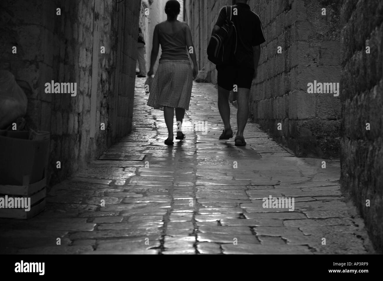 Ein paar, ein Spaziergang durch die Gassen von Dubrovnik Stockfoto