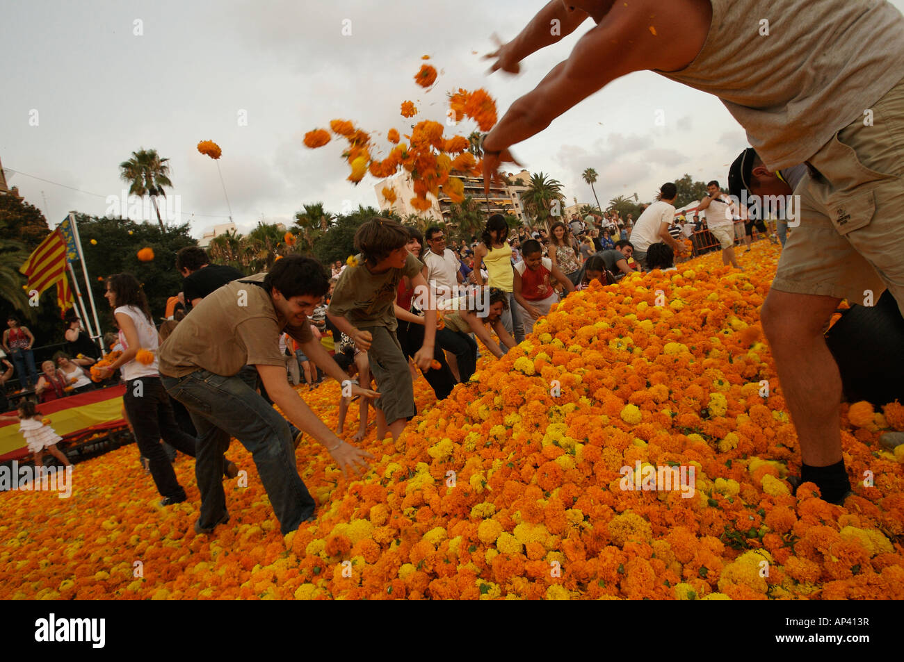Blume-Schlacht (Batalla de Las Flores) Fiesta, Valencia, Spanien Stockfoto