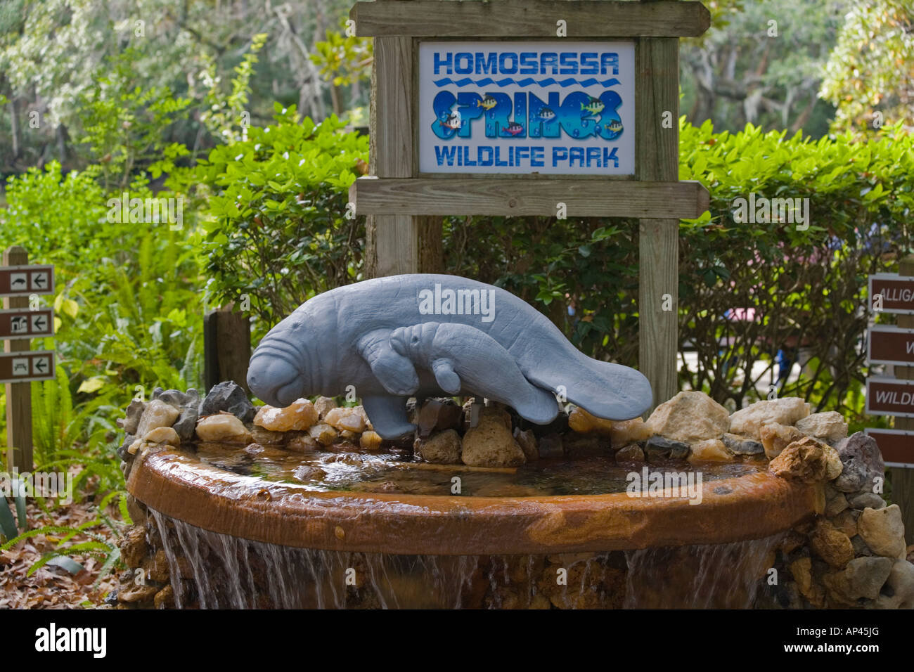 Parkschild im Homosassa Springs Wildlife Park Homosassa Florida Stockfoto