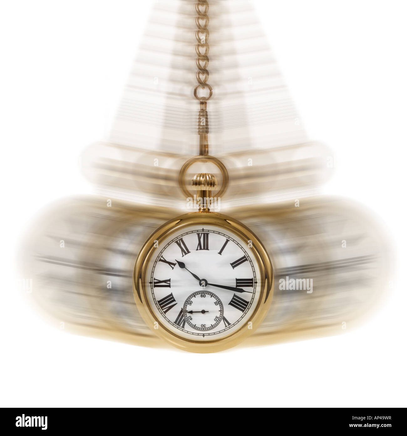 Konzept-Bild Darstellung von Zeit und Bewegung auf weißem Hintergrund Stockfoto