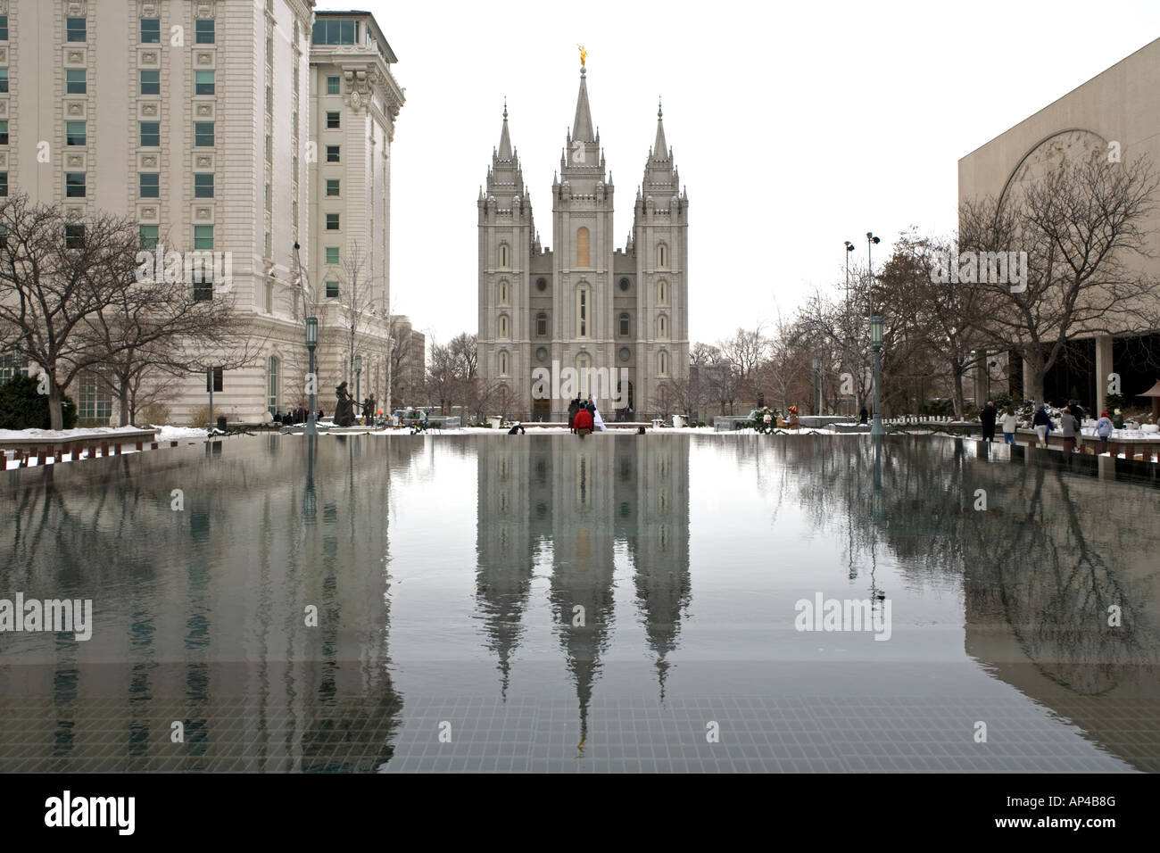 SLC LDS Tempel HQ Hof. Mormonen-Kirche Salt Lake City Airport Stockfoto