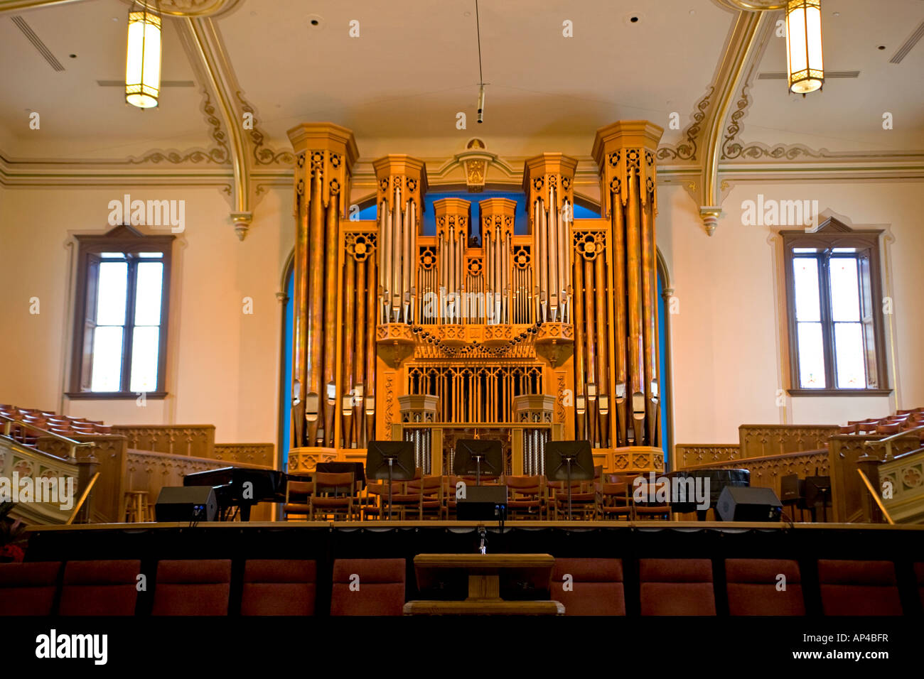 SLC-LDS-Montagehalle Pfeifenorgeln, Kirche Jesu Christi Stockfoto