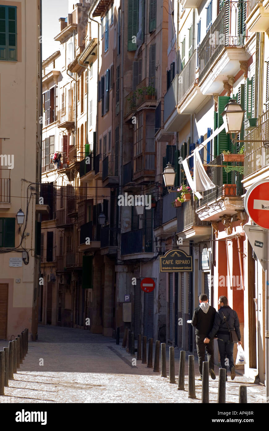 Palma Mallorca Spanien die Straßen der Altstadt in Plaza de Salvador Coll Stockfoto