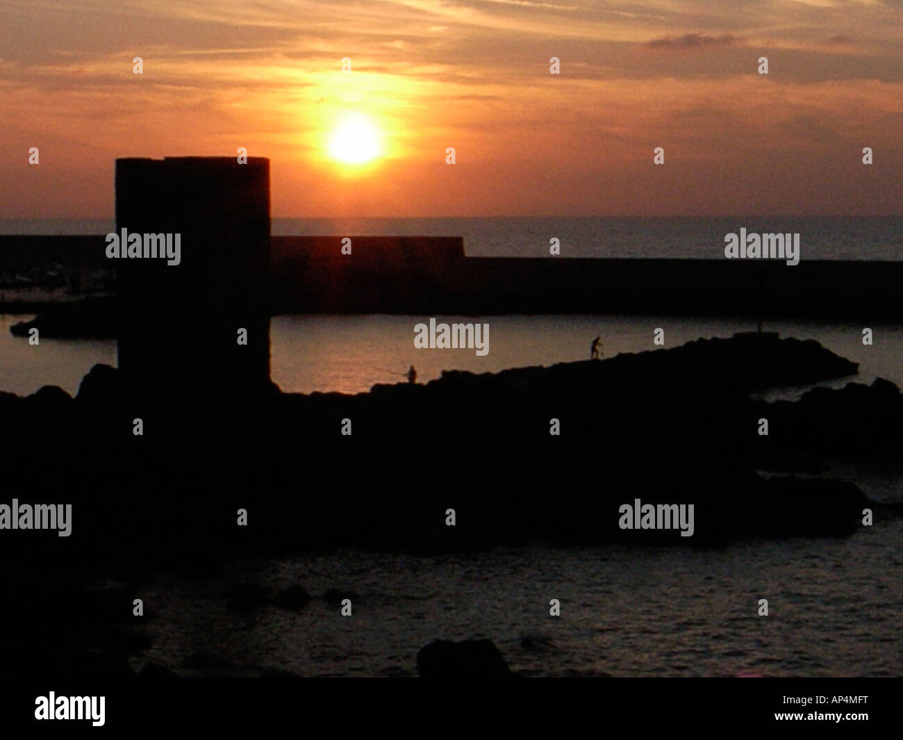 Sonnenuntergang in Castel Sardo in Sardinien, Italien, Europa Stockfoto