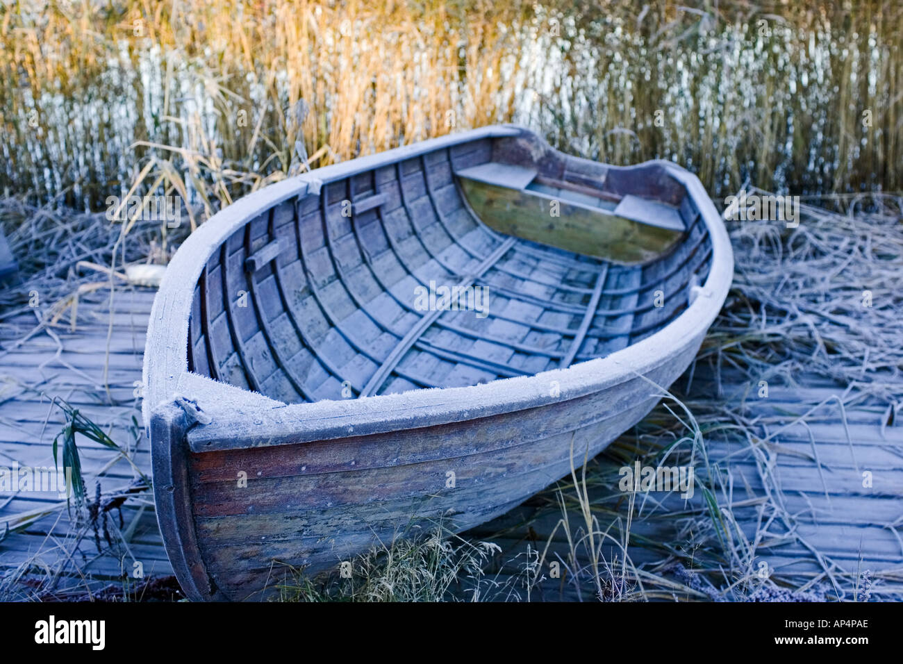 Frostigen Boot Stockfoto