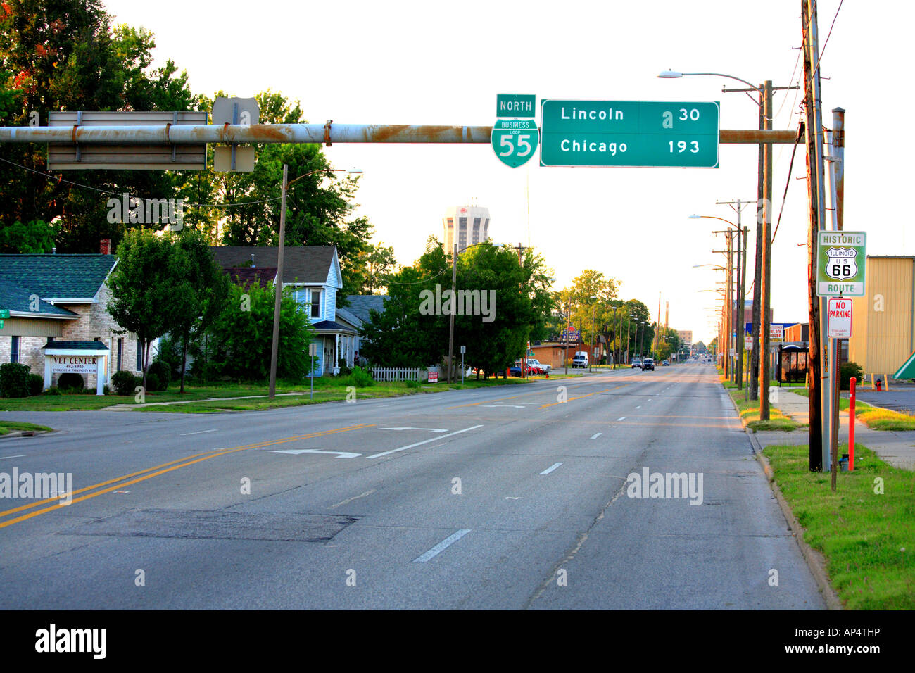 EINE STRECKE DER ROUTE 66 IN SPRINGFIELD ILLINOIS, USA Stockfoto