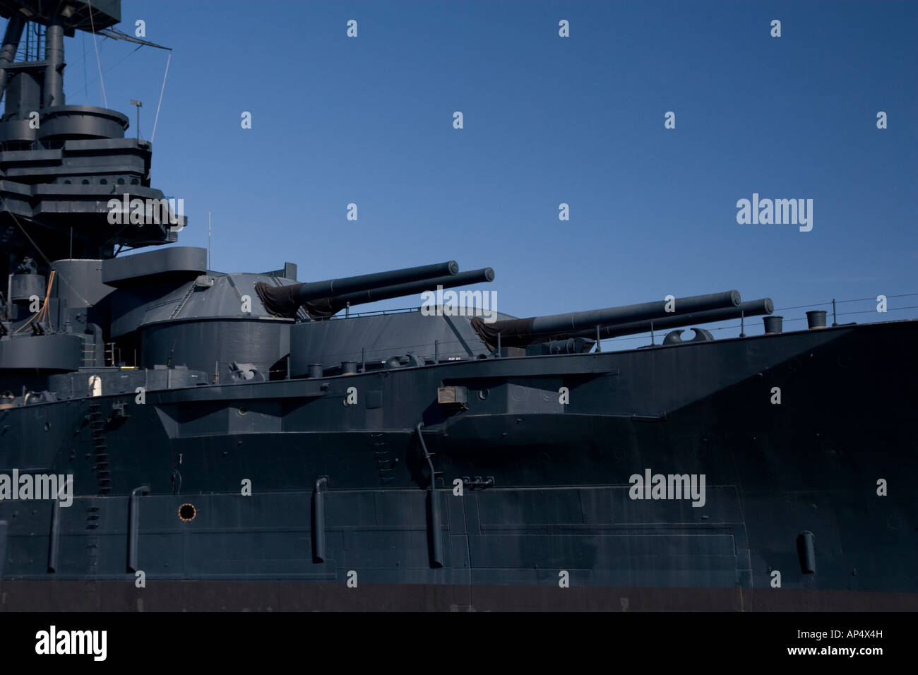 Die wichtigsten Waffen der Battleship Texas Stockfoto