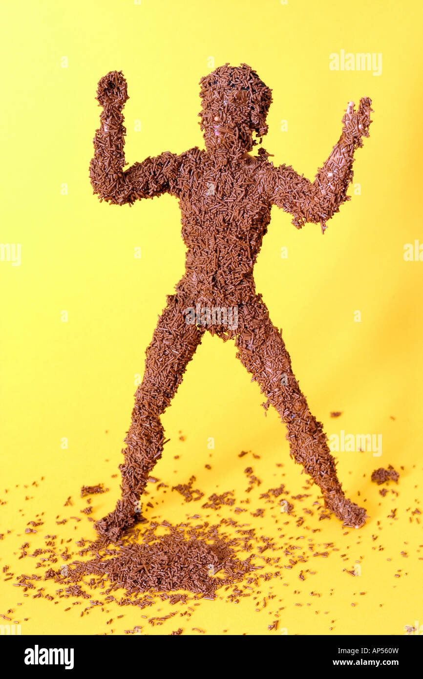 Schokolade bestreuen Mann Stockfoto