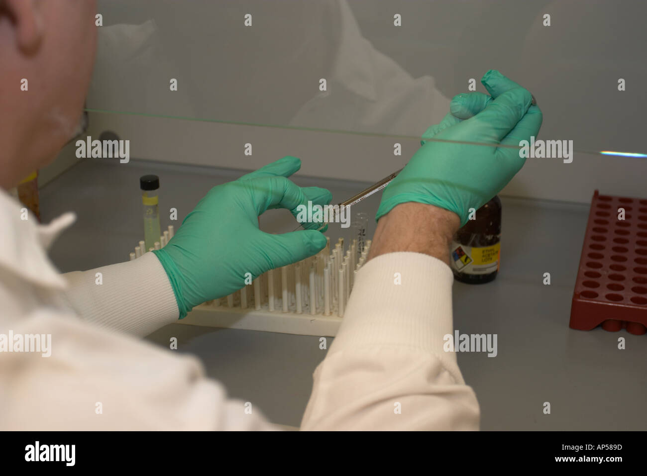 Toxikologe Blut nach Spuren von poison Nebraska State Patrol kriminaltechnische Labor testen Stockfoto