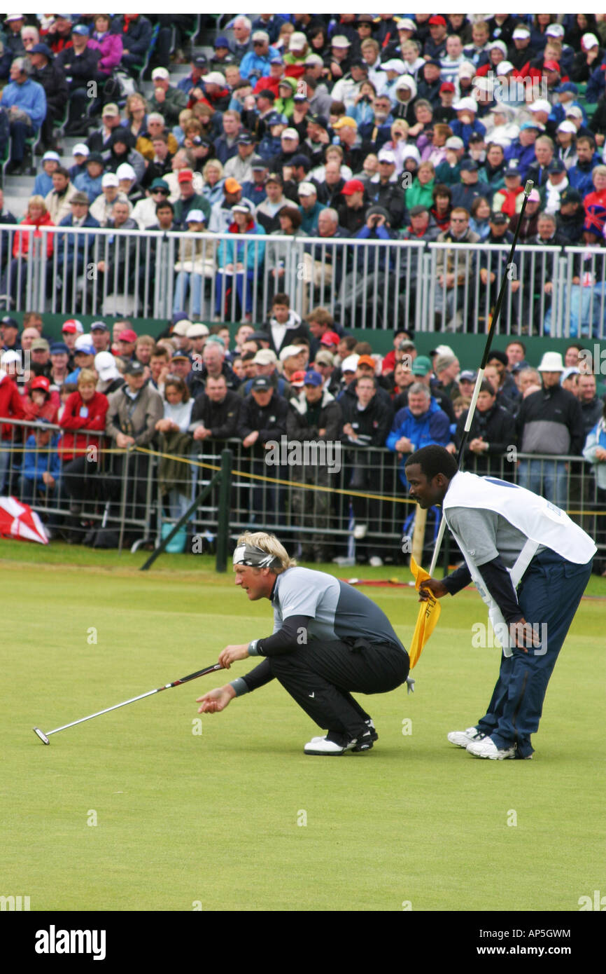 Pelle Edberg Golfer 2007 British Open Golf Championship 18. Grün Carnoustie Stockfoto