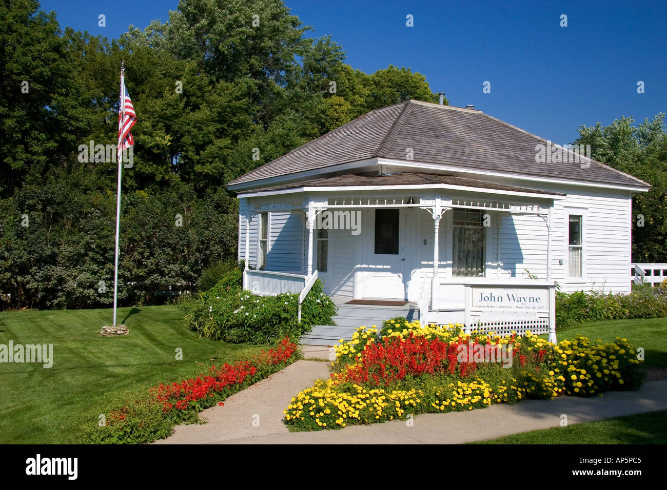 Der Geburtsort des Marion Robert Morrison auch bekannt als John Wayne in Madison County Wintersat Iowa Stockfoto