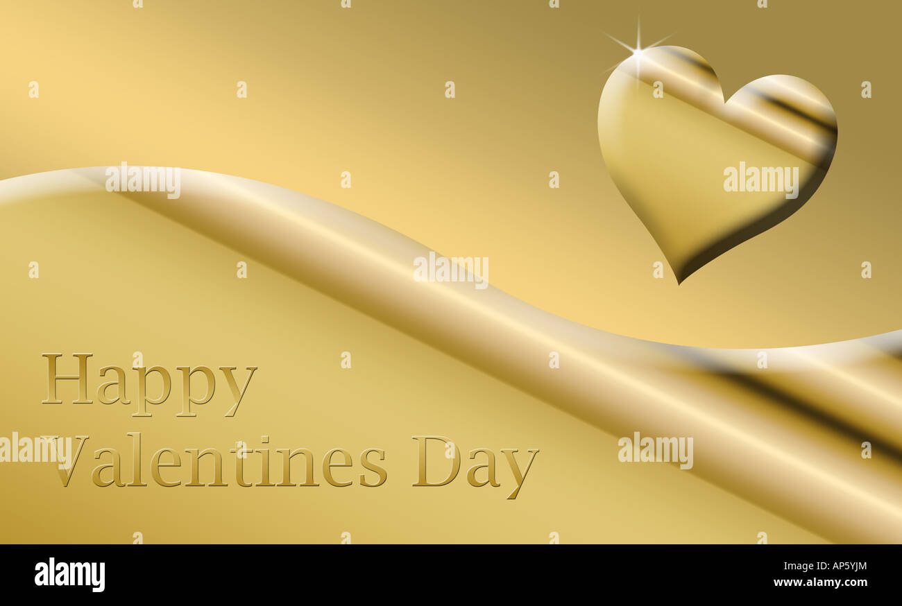 schöne metallische goldene abstrakte Valentinstag Karte Stockfoto