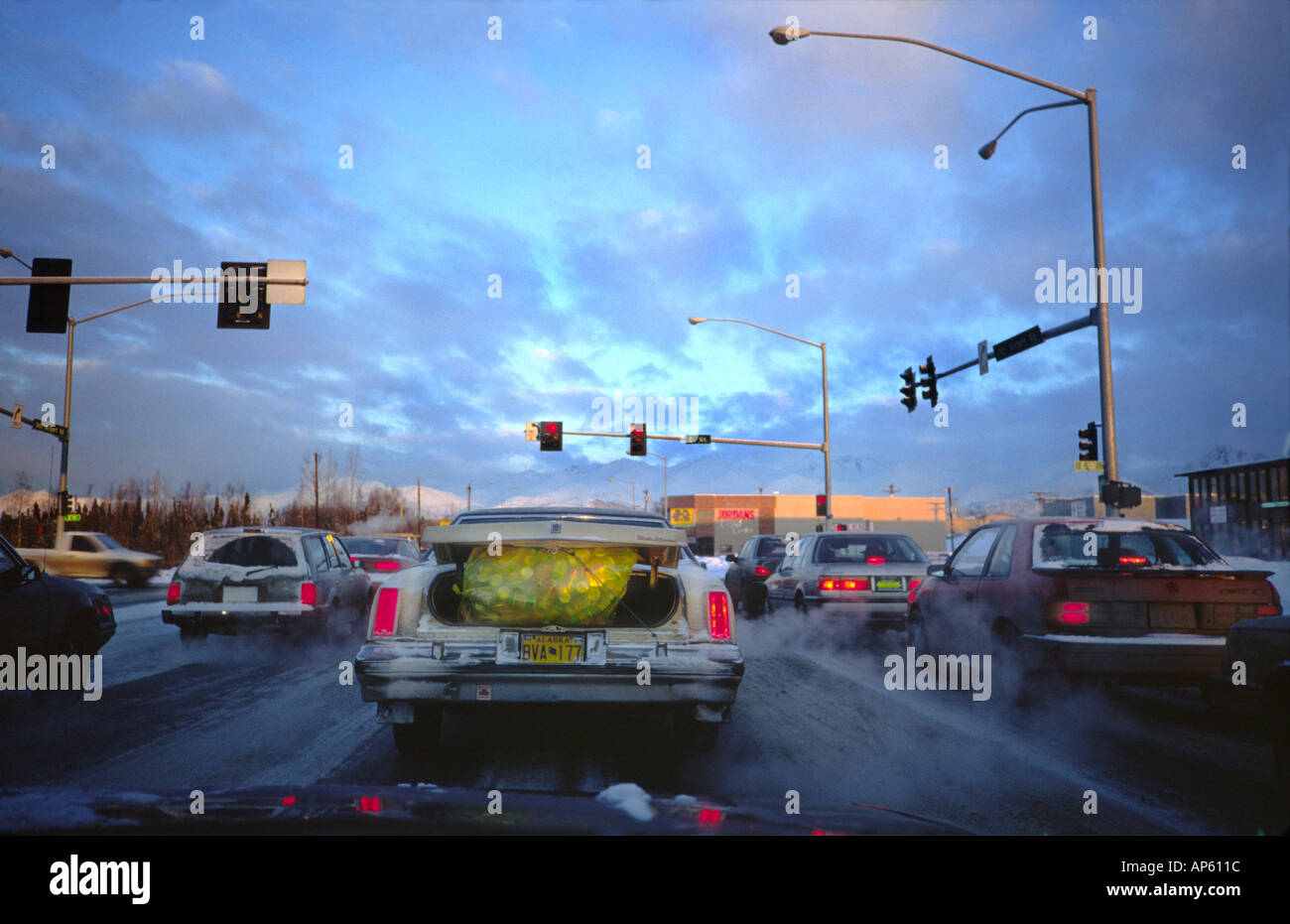 Verkehr, Anchorage, Alaska, USA. Stockfoto