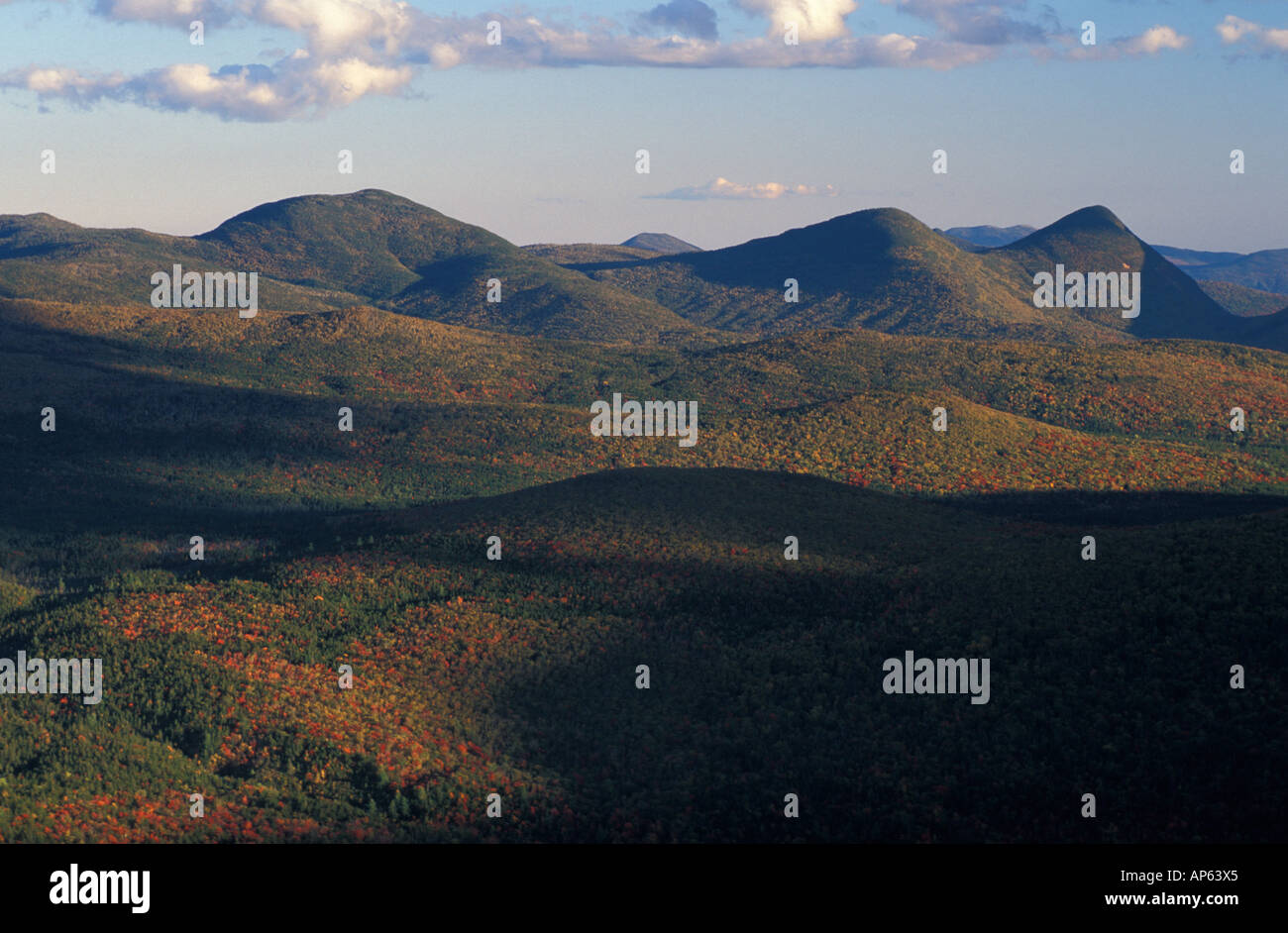 Mount Nancy, Mount Anderson und Mount Lowell von Zeacliff in den weißen Berg NF Pemigewasset Wilderness Area gesehen. Herbst Stockfoto