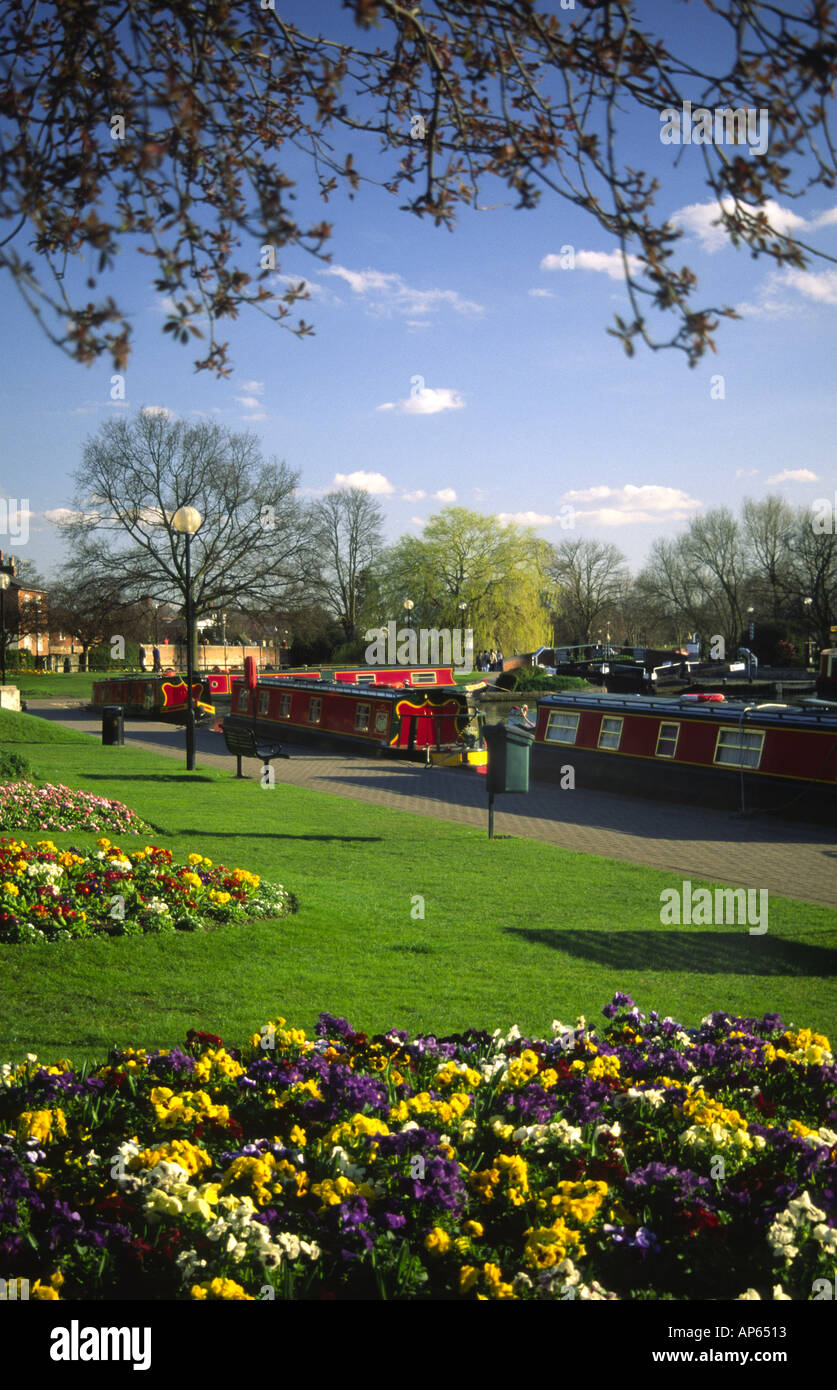 Kanal-Becken Bancroft Gardens bei Stratford-upon-Avon Warwickshire England UK Stockfoto