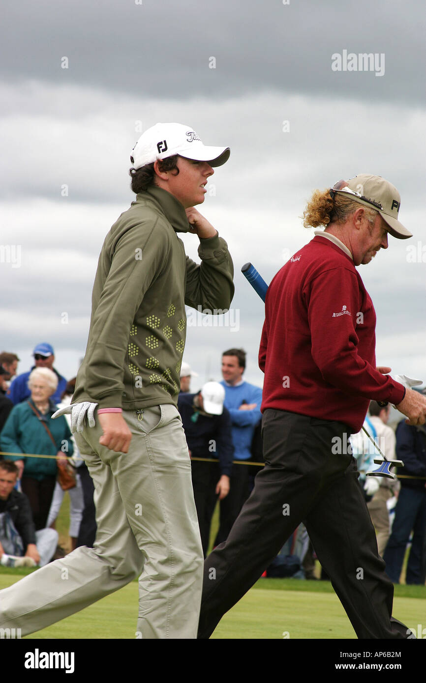 Rory MCIlroy nördlichen irischen Professional 2007 British Open in Carnoustie Golfmeisterschaft Carnoustie Schottland Stockfoto