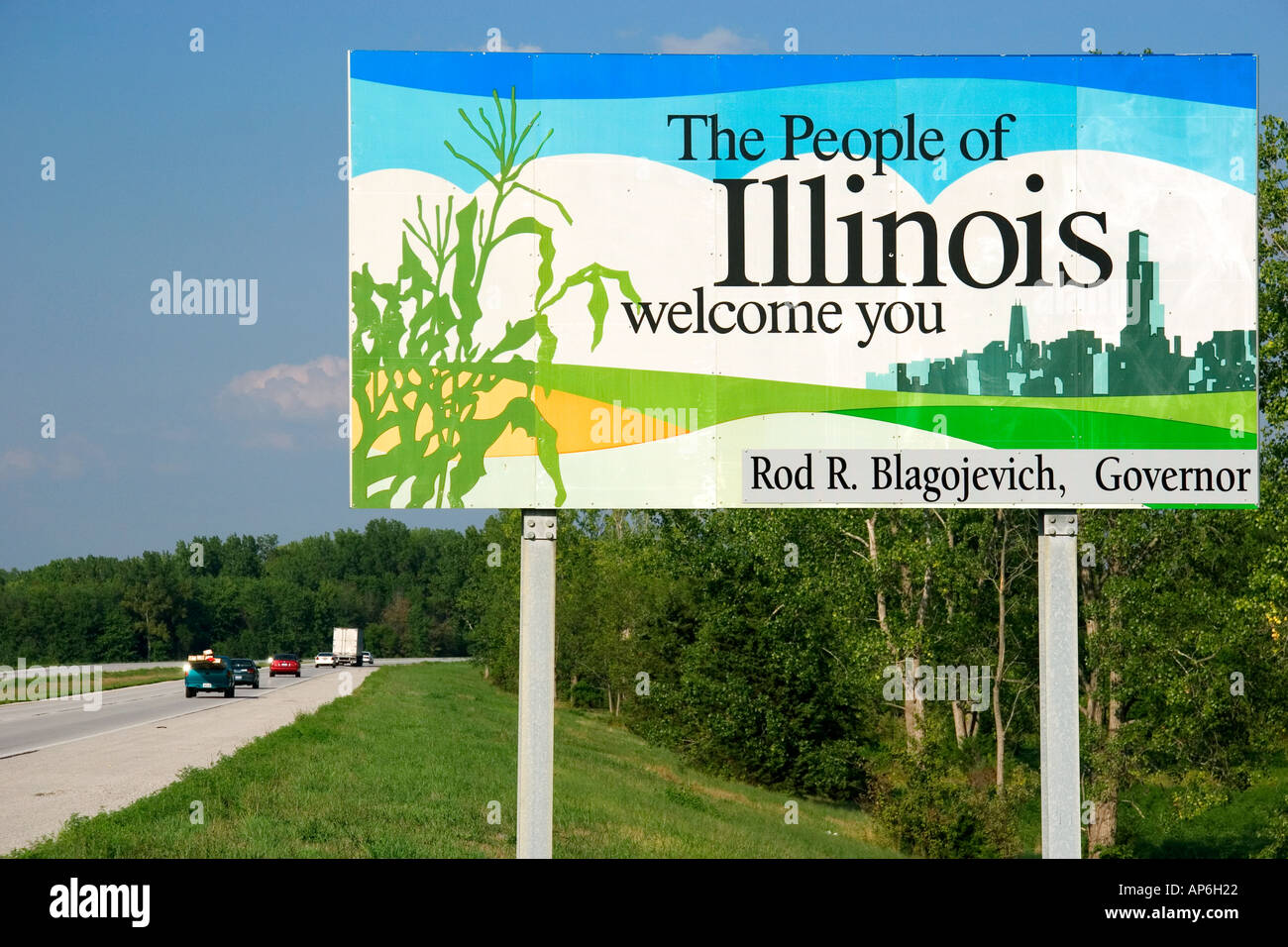 Ein Straßenschild begrüßen Sie nach Illinois Stockfoto