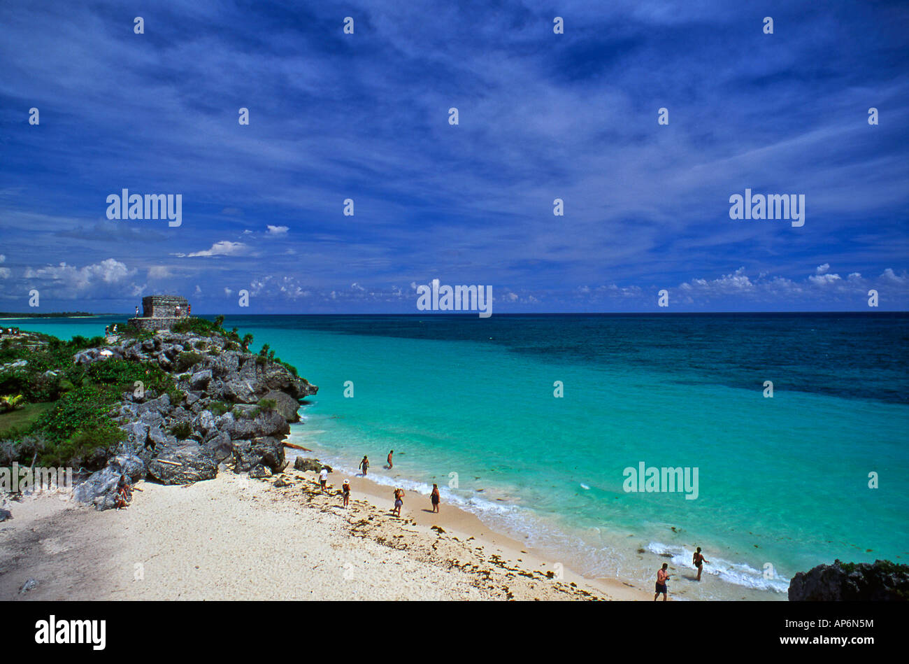 Maya-Ruinen und Strand von Tulum auf der Halbinsel Yucatan-Mexiko Stockfoto