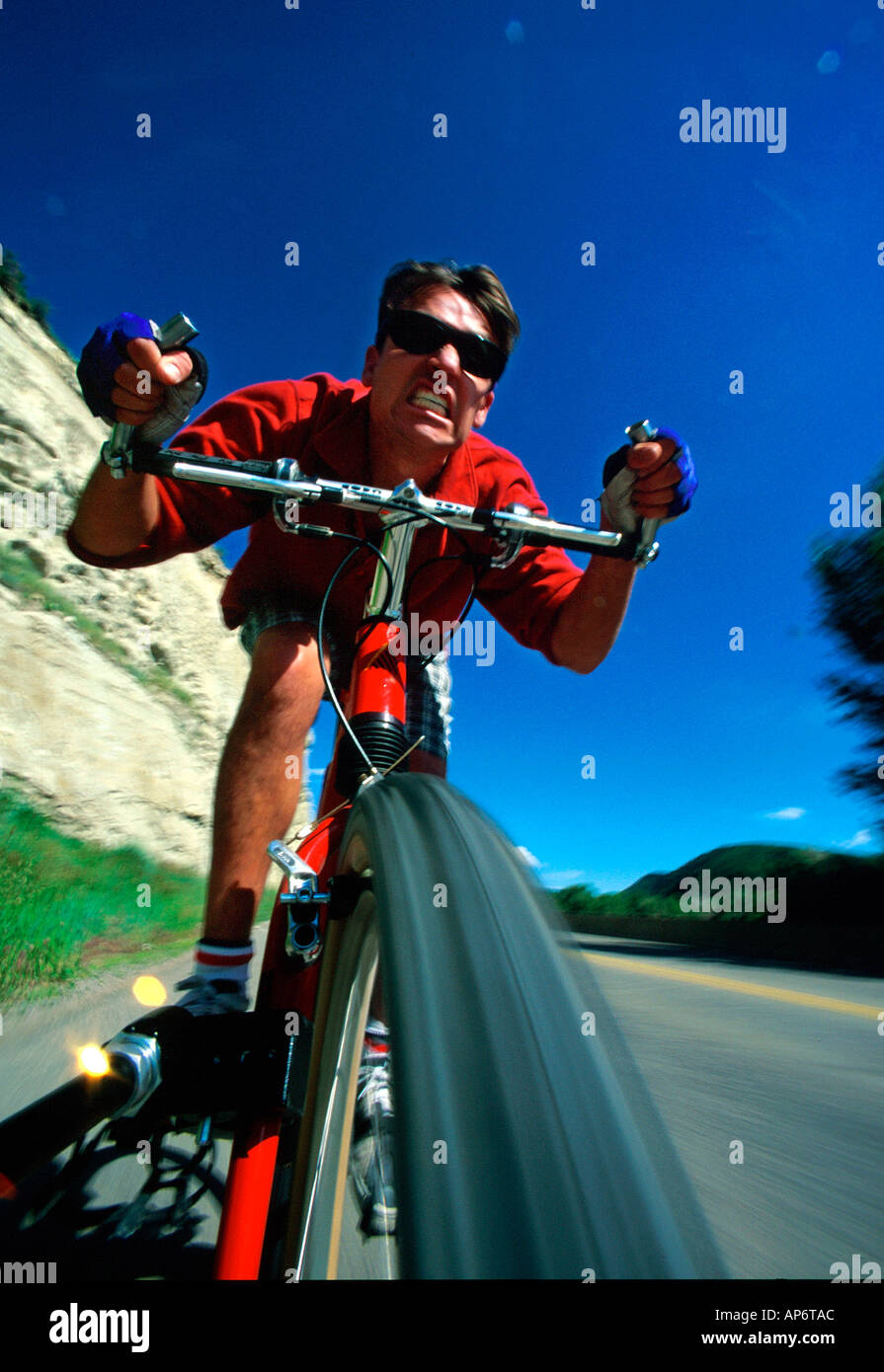 Entschlossenheit Mountainbiking, Steamboat Springs, Colorado Stockfoto