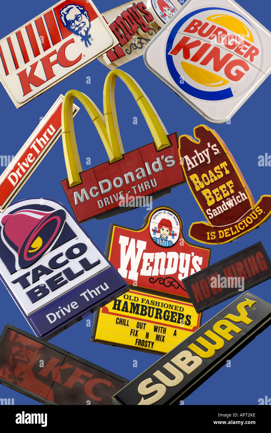 Verbund aus Fast-Food-Restaurant-Zeichen Stockfoto