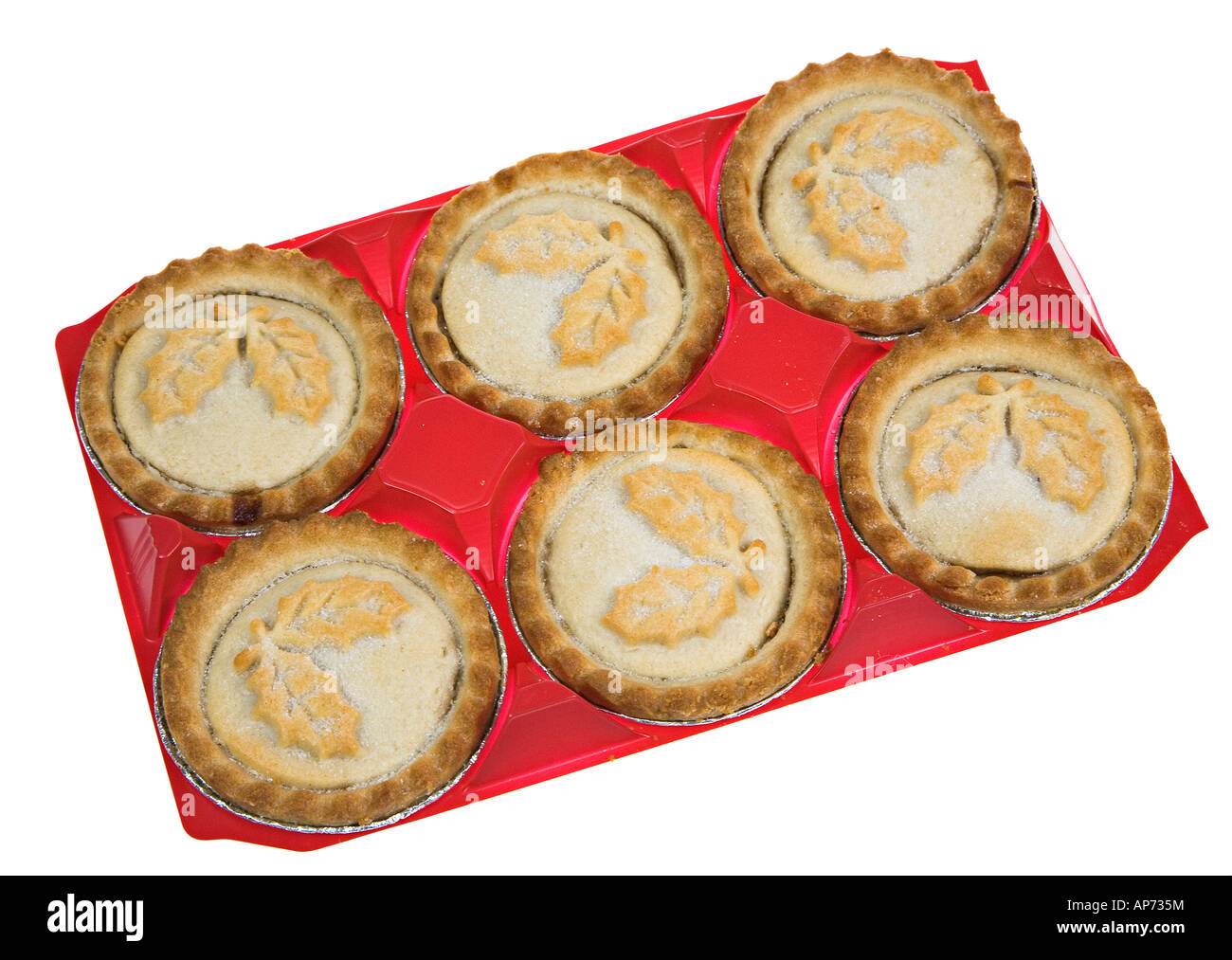 Packung mit sechs Mince pies Stockfoto