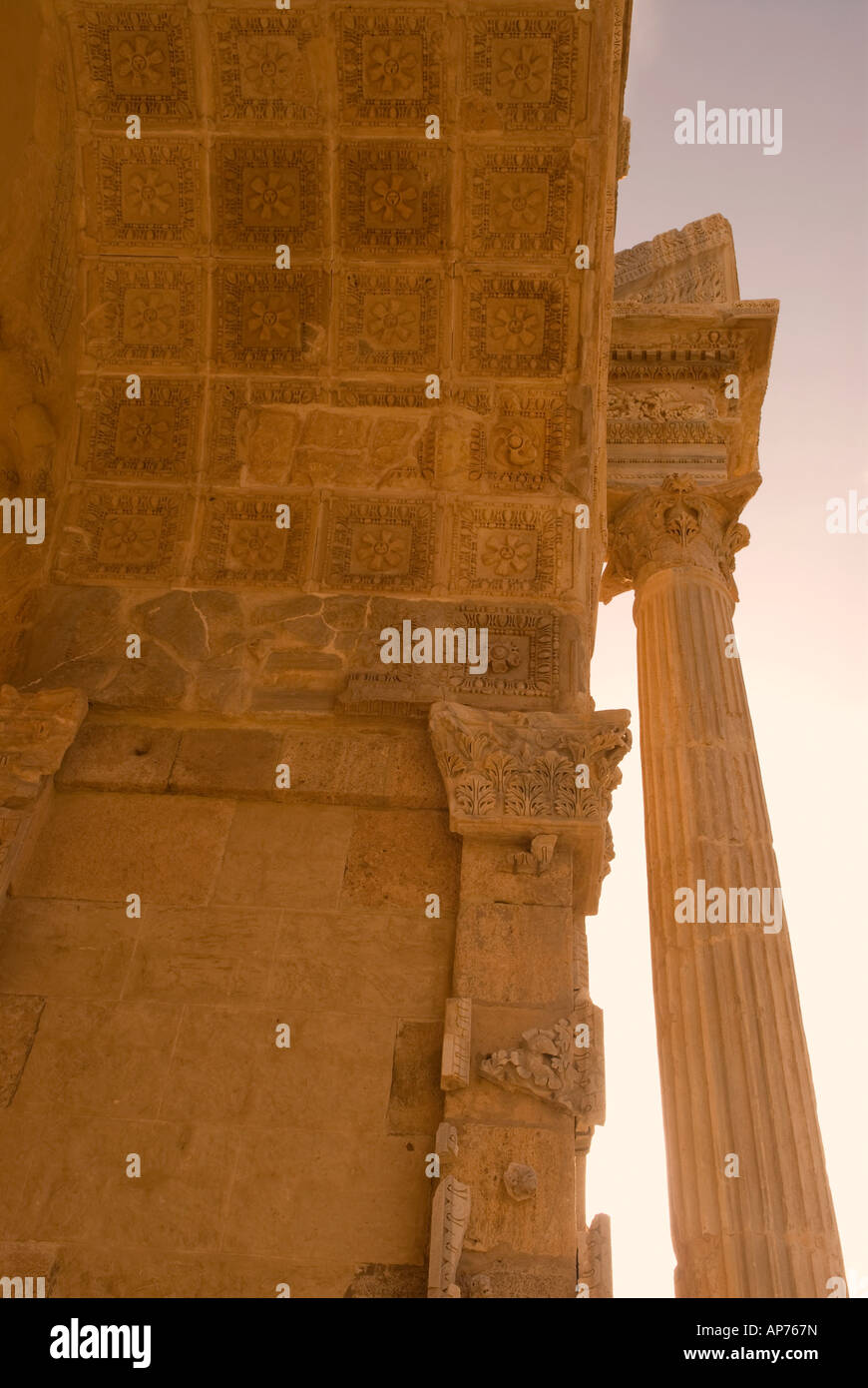 Detail der Bogen des Septimius Severus Leptis Magna Libyen Stockfoto