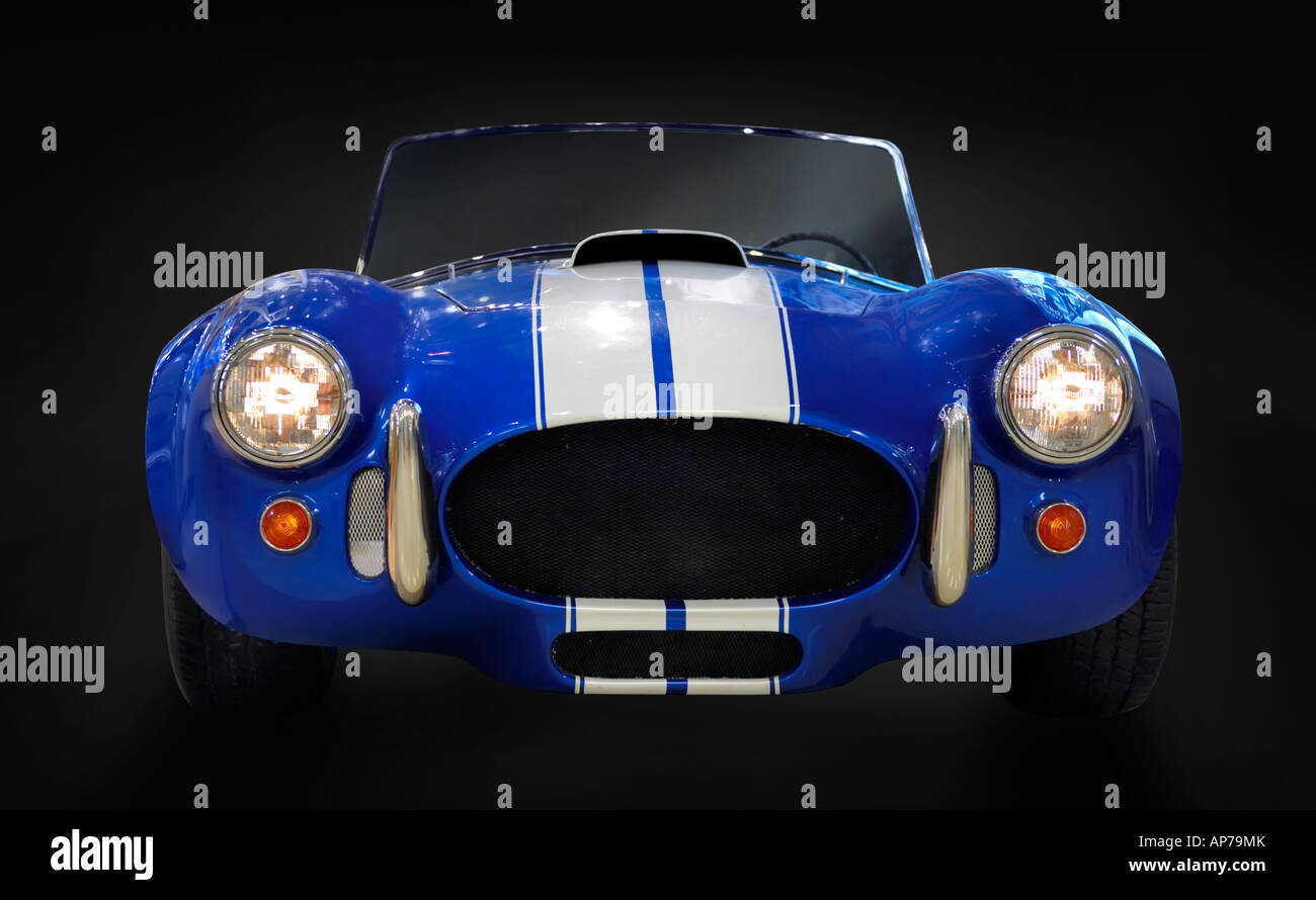 Blaue AC Cobra Anglo amerikanische Sportwagen-Klassiker Stockfoto