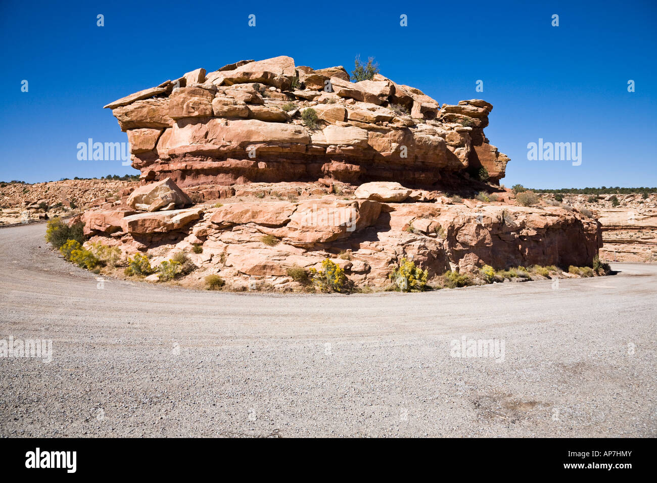 Wendung der Moki Dugway ins Tal der Götter in Utah, USA Stockfoto