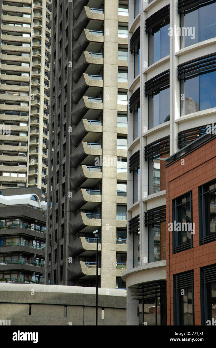 Die Barbican siebziger Wohn-Wohnung Entwicklung in der Stadt von London, England, UK Stockfoto