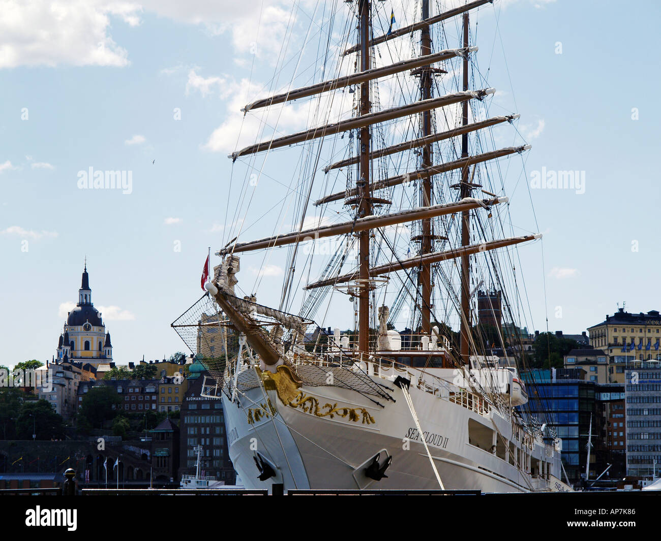 Stockholm, Segelschiff, Katarina Kyrka Stockfoto