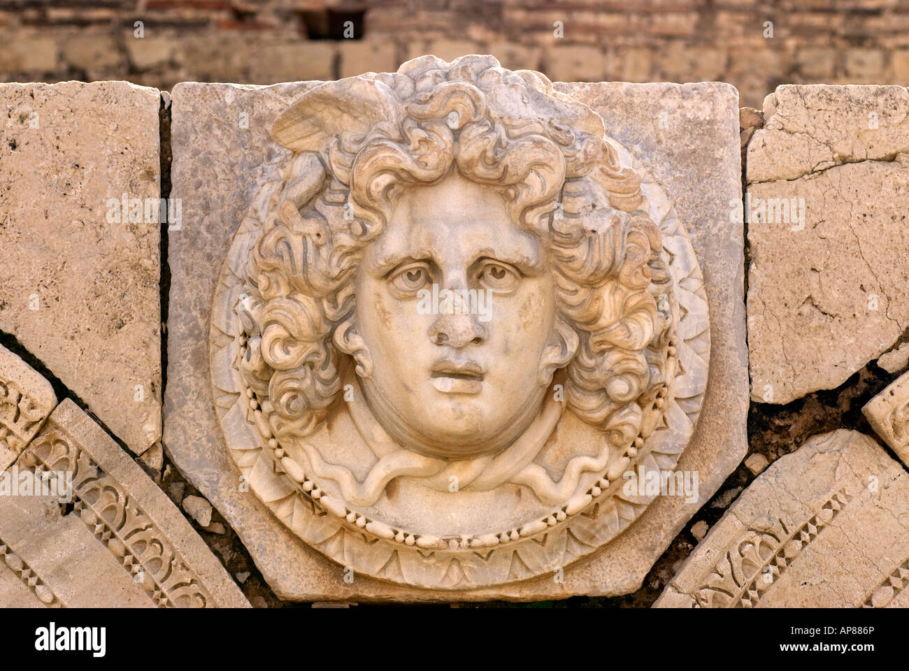 Medusenhaupt severischen Forum Leptis Magna Libyen Stockfoto