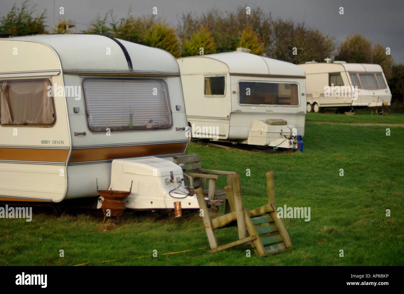 Arthurs Feld Campingplatz Portscatho Cornwall des Campingplatzes steht derzeit zum Verkauf Stockfoto