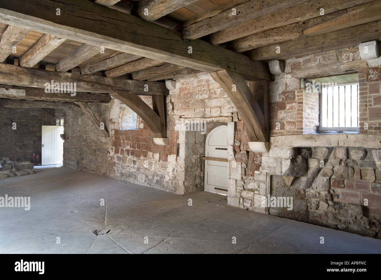 Der Lagerbereich unter dem Monks Scriptorium in der Blackfriars Priory, Gloucester, England, Großbritannien Stockfoto