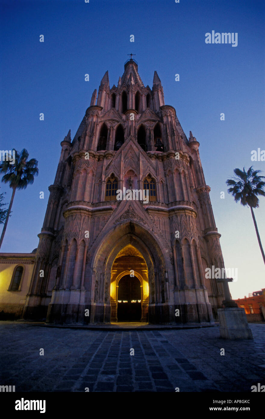 La Parroquia, Pfarrkirche, die römisch-katholische Kirche, Katholizismus, Stadt San Miguel de Allende, San Miguel de Allende, Guanajuato, Mexiko Stockfoto