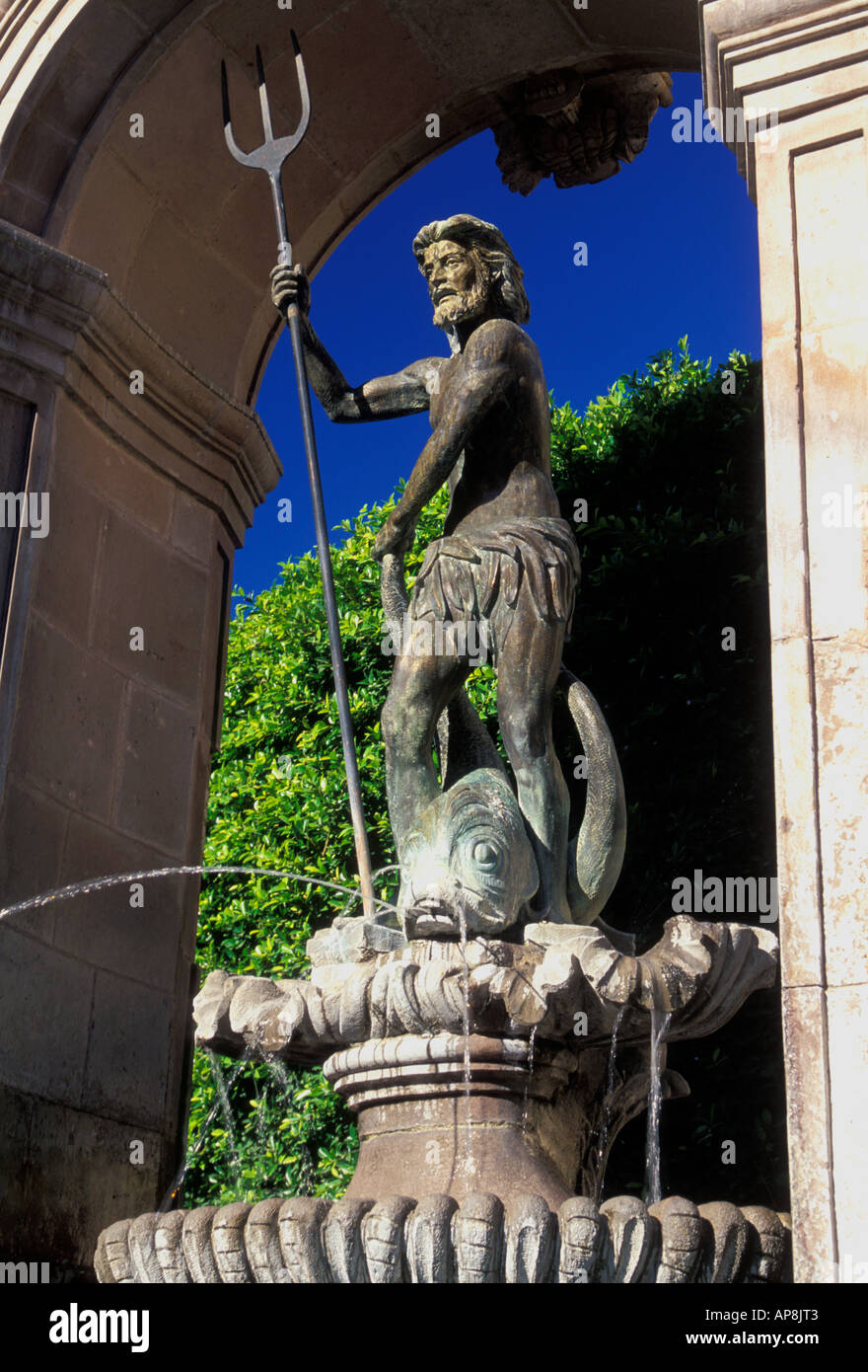 Neptun, Neptunbrunnen, Stadt Santiago de Querétaro, Queretaro, Mexiko Stockfoto