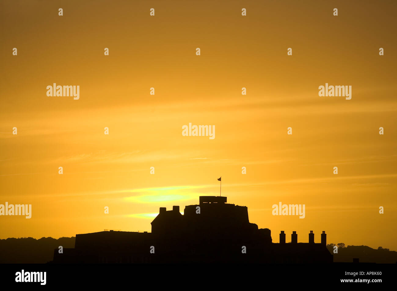 Elizabeth Castle bei Sonnenuntergang, Jersey, Kanalinseln Stockfoto