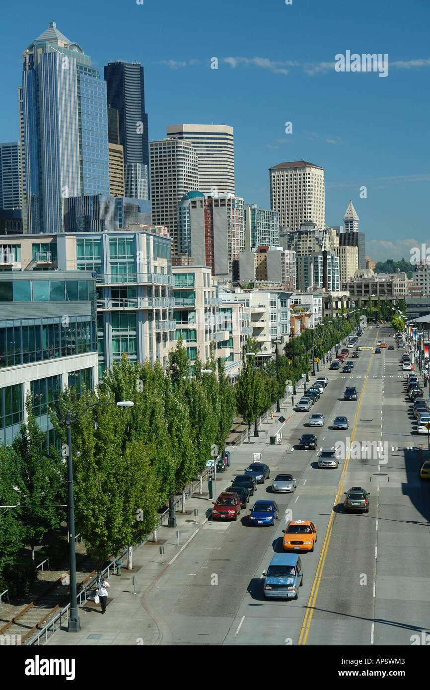 AJD52621, Seattle, WA, Washington, Puget Sound, Alaska Weg, Waterfront Stockfoto