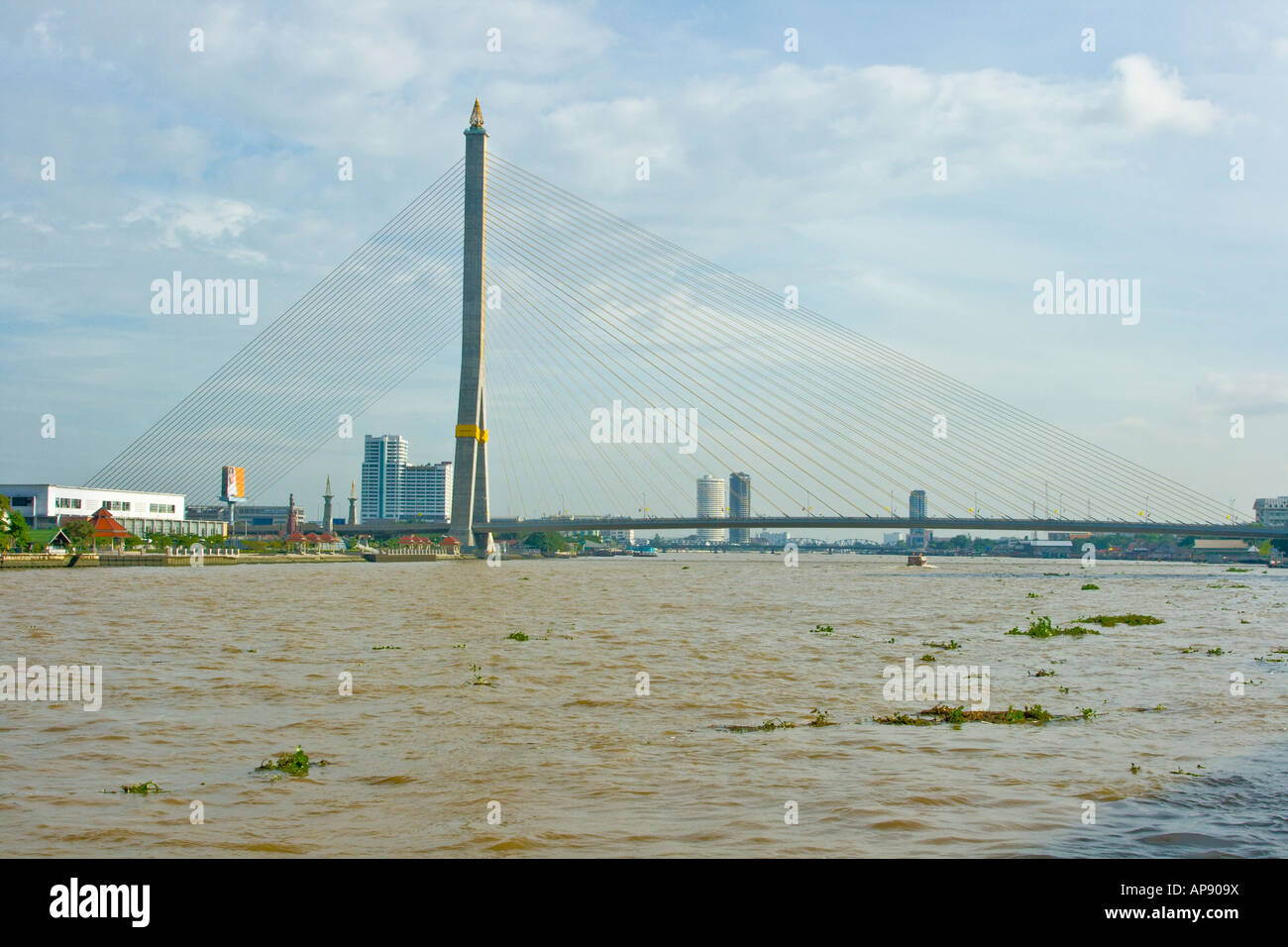 Rama-VIII-Brücke-Chao-Phraya-Fluss Bangkok Thailand Stockfoto