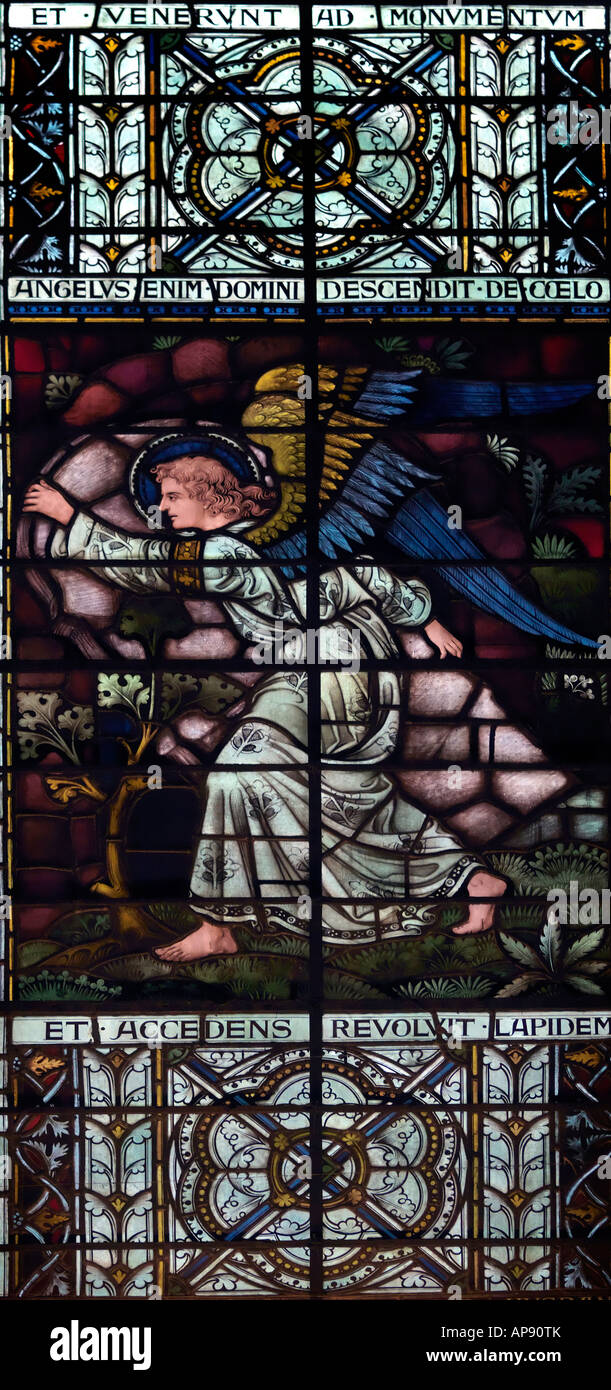 Kathedrale von Salisbury Glasmalerei des Engels Stockfoto