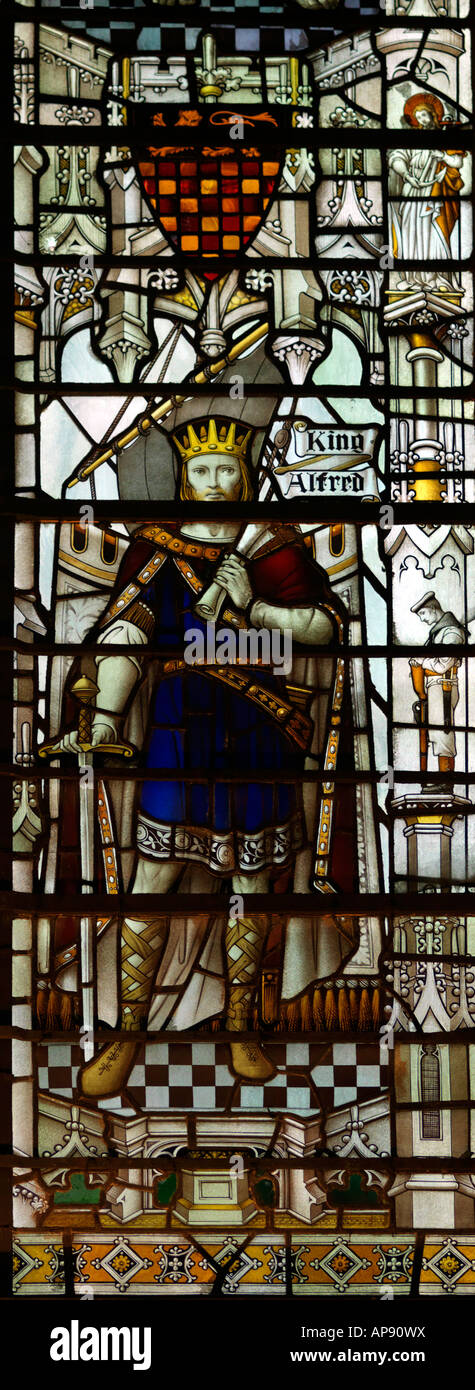 Salisbury Kathedrale Glasmalereien König Alfred Stockfoto
