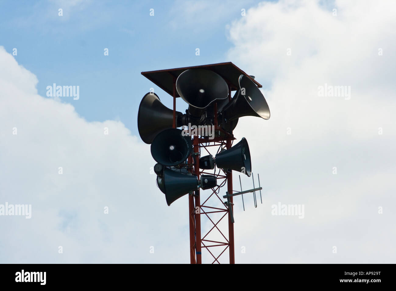 Megaphon Lautsprecher Tower Stockfoto